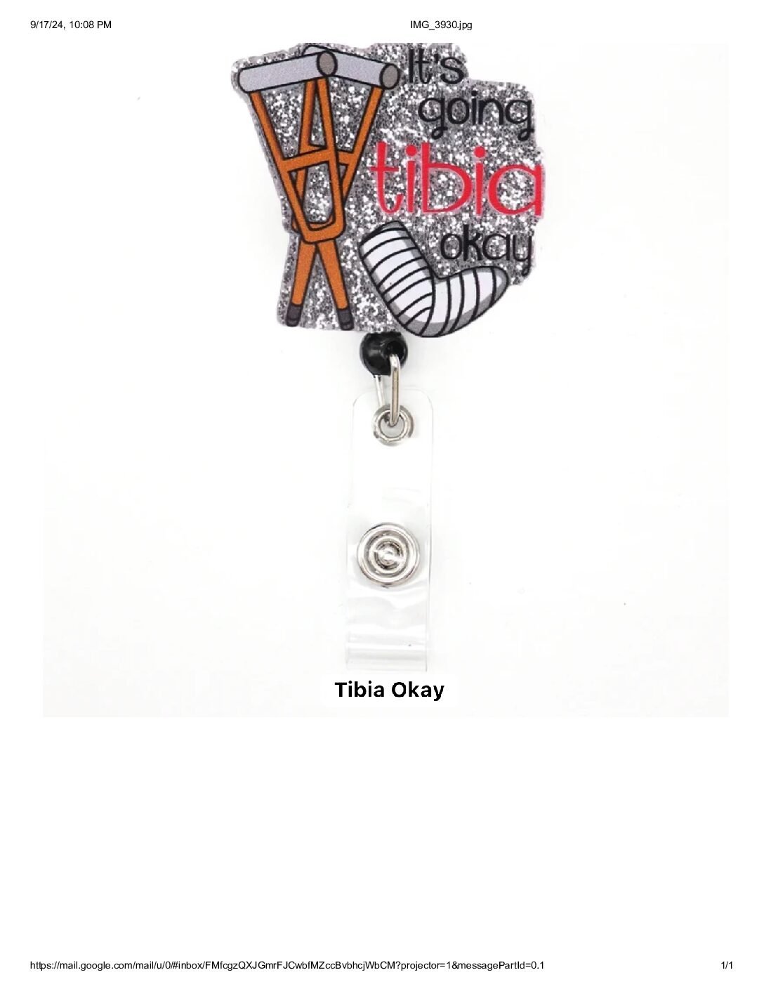 Glitter Acrylic Plastic Nurse Accessories Badge Holder